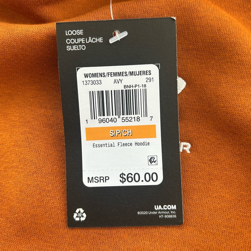 Under Armour pullover orange women’s hoodie. New with tags - Picture 3 of 4